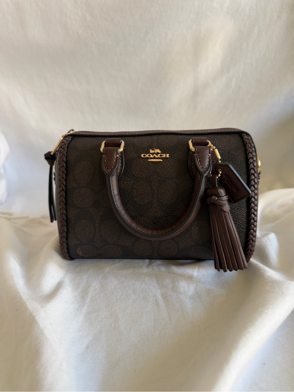 Coach Mini Rowan Crossbody Bag In Signature Canvas With Fringe - Picture 7 of 10